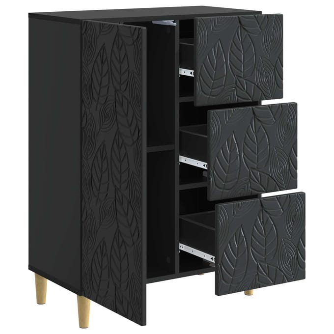 vidaXL - Dressoir - Zwart - 66 - x - 34,5 - x - 90 - cm - Bewerkt - hout