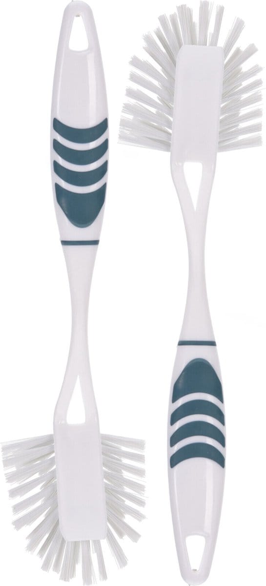 Afwasborstel met ophang lus - 2x stuks - blauw - 29 cm