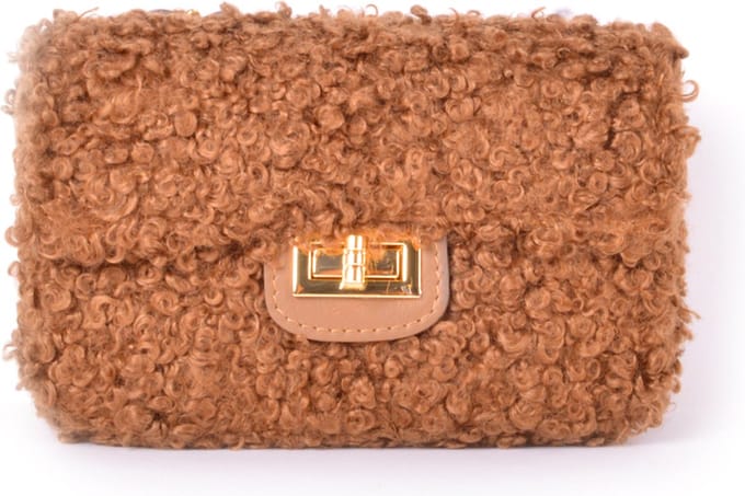 Giuliano teddy schoudertas Rosé - Camel - Dames - Made in Italy