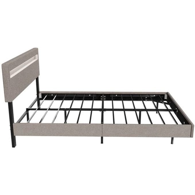 Zwevend bed Lissabon - 140x200cm - Kunstleer - Incl. LED - Beige
