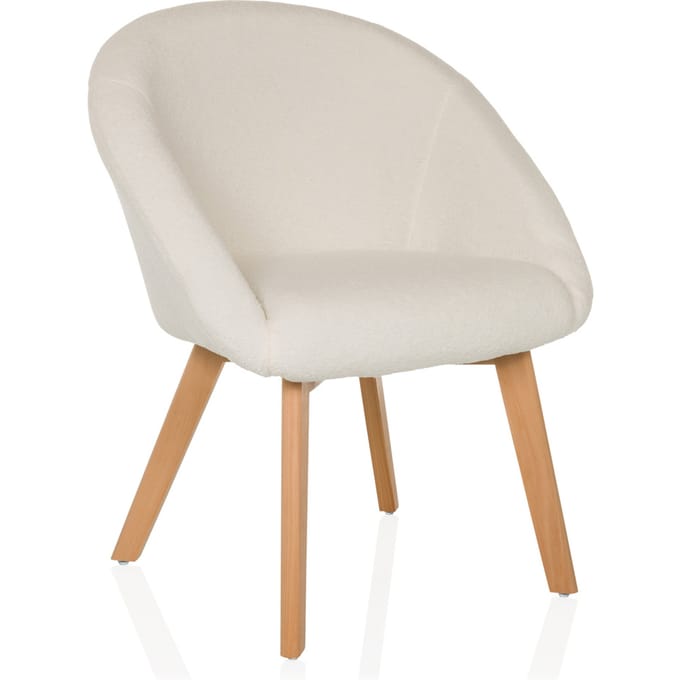 Bezoekersstoel / eetkamerstoel SCANDI TED stof wit hjh LIVING