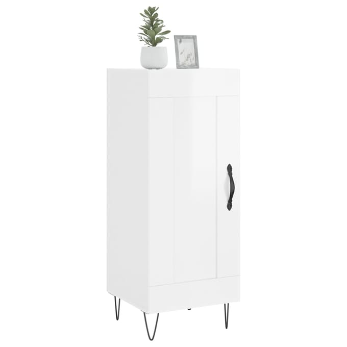 vidaXL - Dressoir - 34,5x34x90 - cm - bewerkt - hout - hoogglans - wit