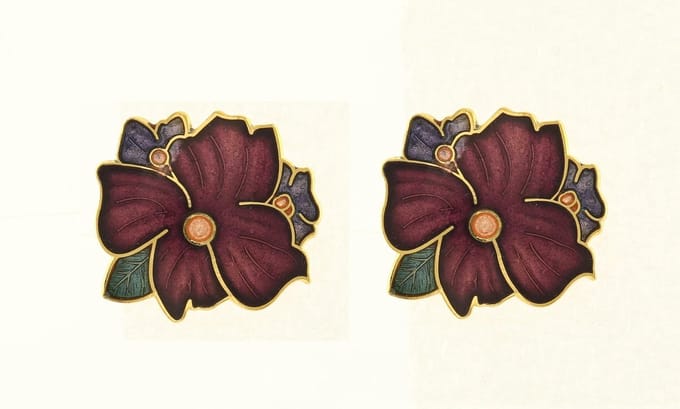 Behave - Oorstekers dames - bloemmotief - paars - 2,5 cm