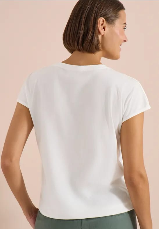 Shirt met boothals en tekstopdruk
