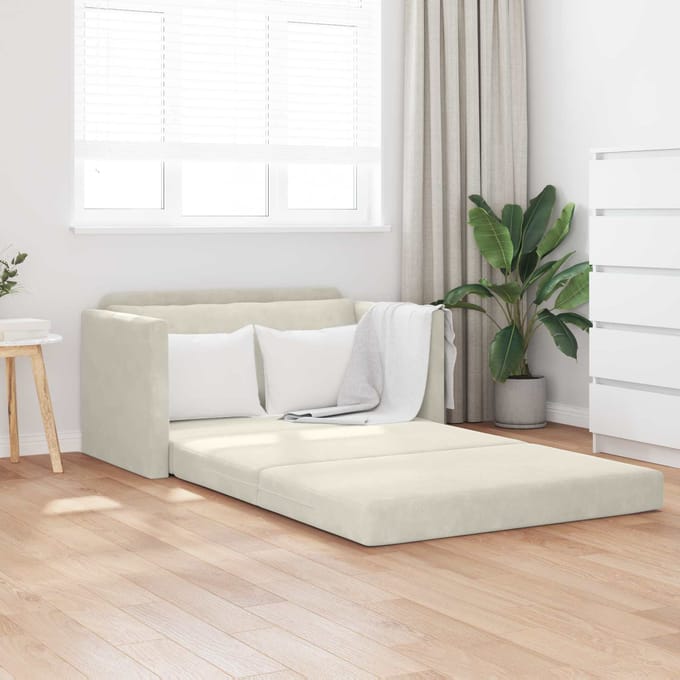 vidaXL - Slaapbank - Crème - 124 - x - 71 - x - 78 - cm - Fluweel