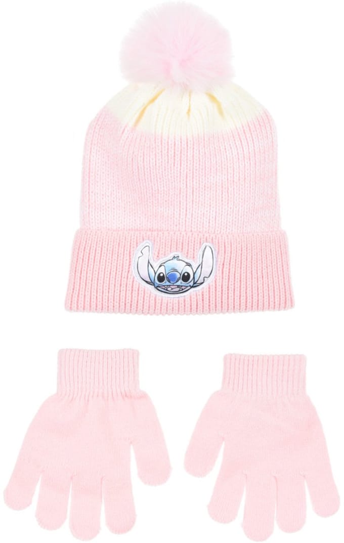 Disney Lilo & Stitch Winterset - Muts + Handschoenen - Roze - Maat 52 cm hoofdomtrek