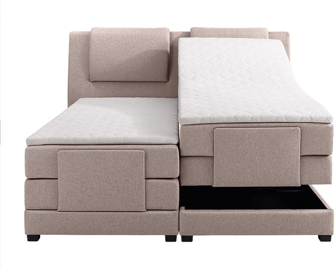 Vente-unique Boxspringbed stof beige 2 x 80 x 200 cm