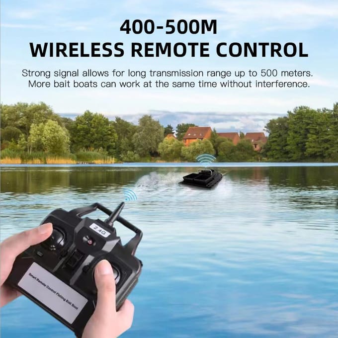 Slimme RC Visaas Boot 400-500M Draadloze Afstandsbediening Visvoerboot Schip met LED 10000mAh x 1 black
