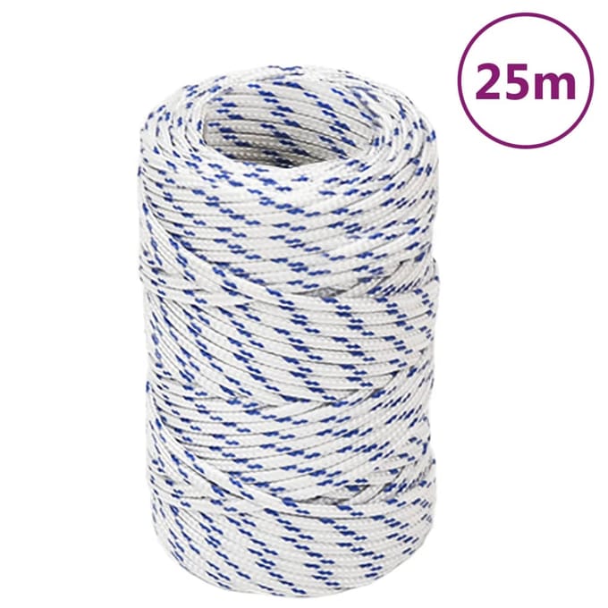 vidaXL - Boottouw - 2 - mm - 25 - m - polypropeen - wit