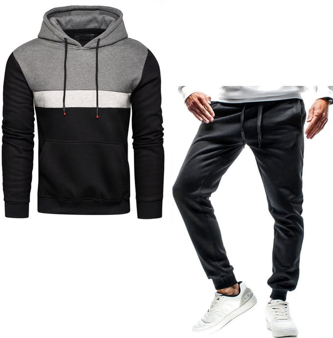 Recea - Kompleet Trainingspak - Zwart/Grijs - Capuchon - Jogger