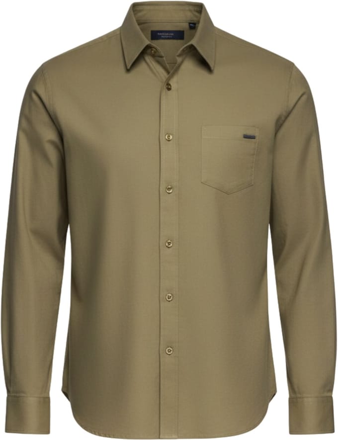 OMBRE Overhemd - Regular Fit - Katoen - Lange Mouw Olijf M