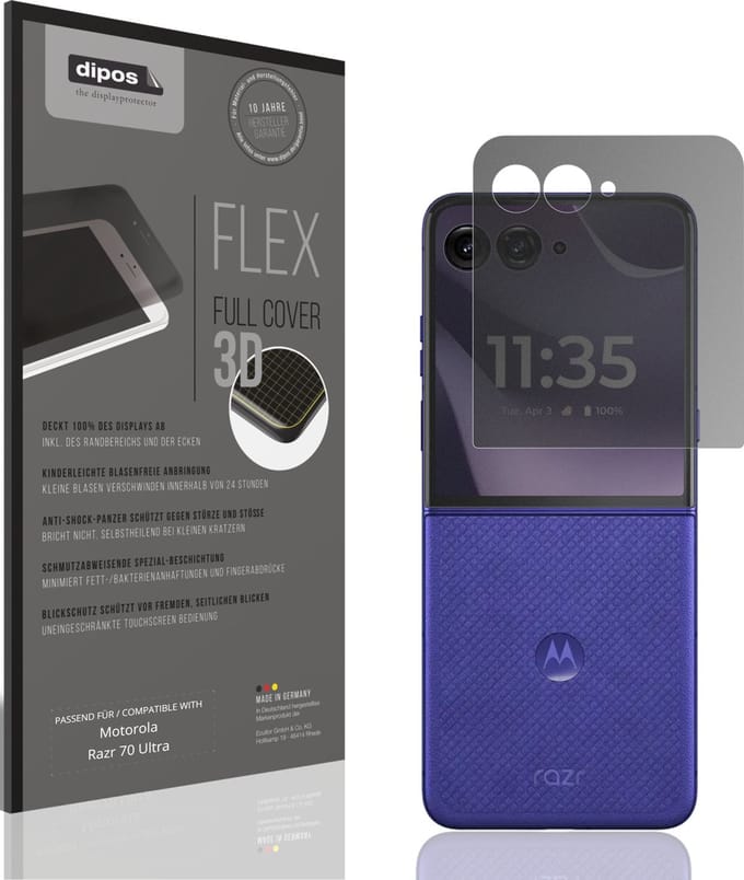 dipos FLEX – Matte Privacy Screenprotector geschikt voor Motorola Razr 70 Ultra Aussenseite | Volledige Schermbescherming | Case-Friendly