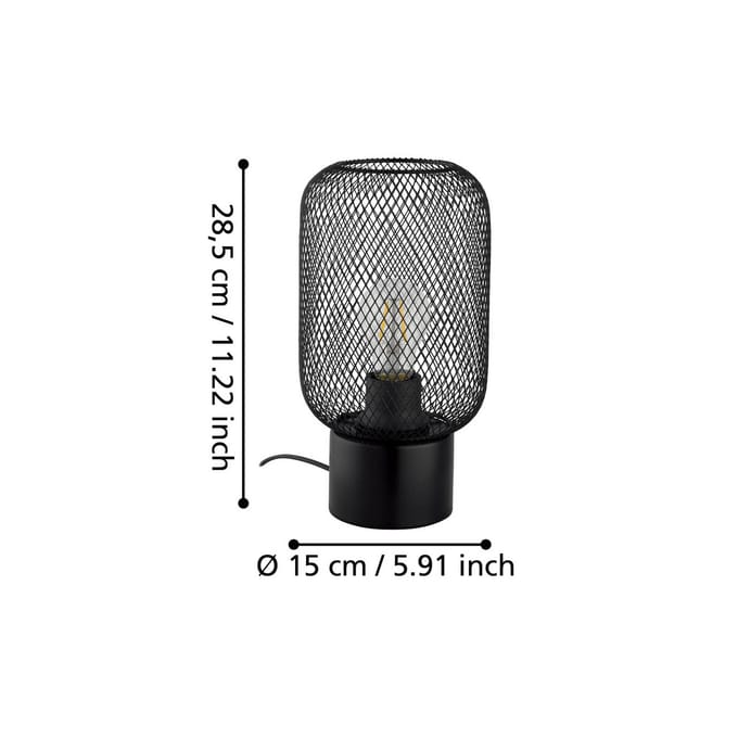 EGLO Wrington tafellamp, hoogte 28,5 cm, zwart, staal