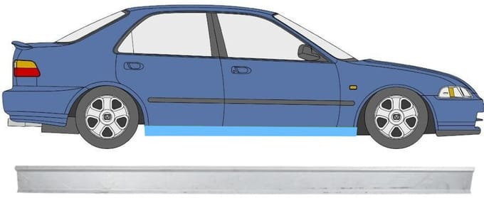 Reparatie dorpel onderste deel voor Honda Civic 1991-1995 / Links = Rechts