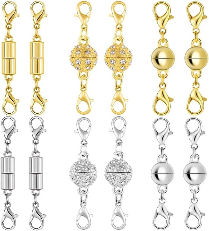 Set van 12 Magnetische Sluitingen voor Kettingschakels en Armbanden - Inclusief Verschillende Stijlen