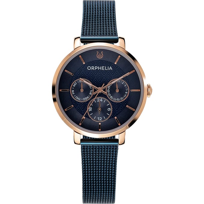 ORPHELIA OR22902 - Horloge - RVS - Blauw - 35 mm