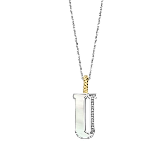 TI SENTO Dames Hanger - 925 zilver - Letter U - Parelmoer - 6840MW_U