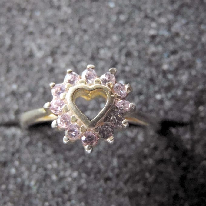 Hetty's - Elegante - Zilveren ring - Hartje -Roze Zirconia's - Maat 17.5