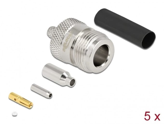 Delock N jack for crimping RG-174 / RG-316 with matching shrink tube
