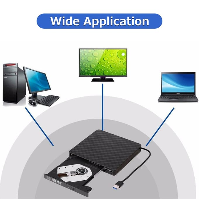 USB3.0 Extern optisch station DVD-brander Recorder CD-speler Ondersteuning Opname met één toets breed zwart