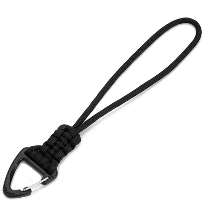 Sleutelhanger Koord Paracord Zwart met Driehoekige Haak