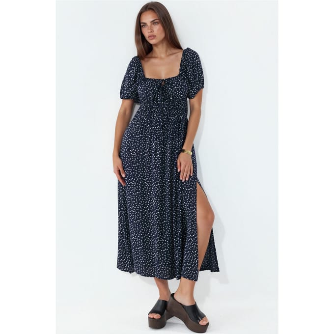 Dames Viscose Poplin Midi-jurk