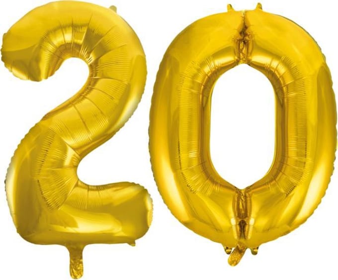 Folieballon nr. 20 Goud 86cm