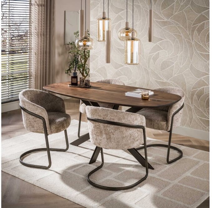 Eettafel Kopenhagen deens ovaal 150x90x77 cm - acaciahout - bruin