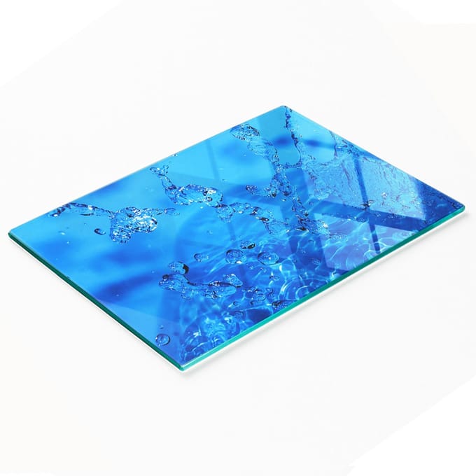 Glazen snijplank met decoratieve waterdruppels, 80x52 cm