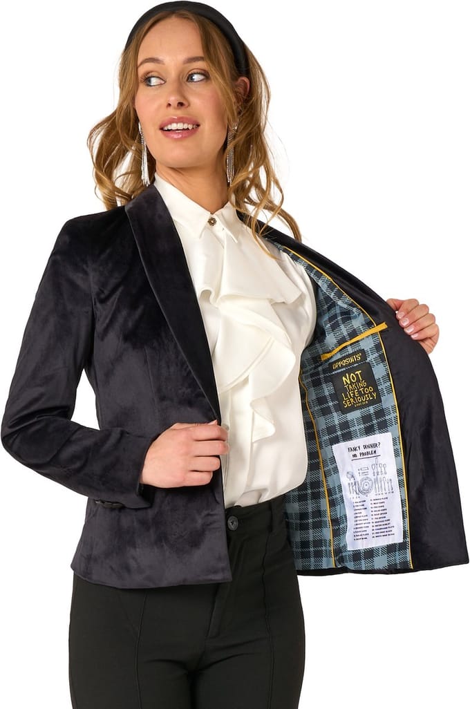 OppoSuits Deluxe Dinner Jacket - Black - Dames Blazer - Kerst, Bruiloften en Meer - Zwart - Maat: EU 36