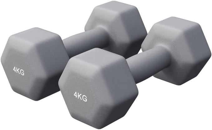 Gorilla Sports Vinyl Halterset 2 x 4 kg – Neopreen – Antislip – Ergonomisch – Grijs