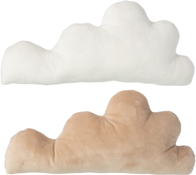 J-Line decoratie Wolk - polyester - wit/beige - set van 2