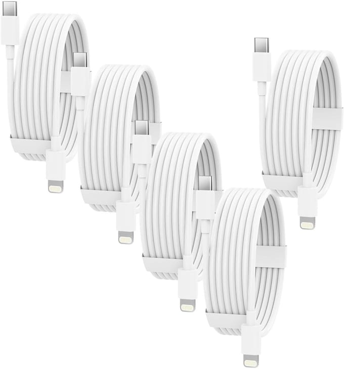 USB C naar Geschikt voor: USB Lightning Kabel - 2 Meter Oplaadkabel 5x - Snel Lader USB-C Oplader - Wit