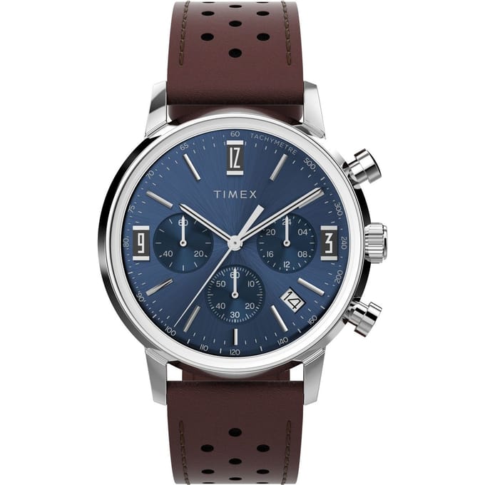 Timex Marlin Chrono TW2W10200 Horloge - Leer - Bruin - Ø 40 mm