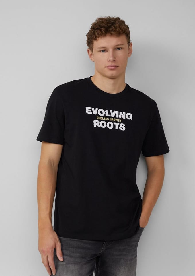 Q/S designed by - T-shirt - Maat M - Mannen - 99D1 GREY/BLACK - katoen