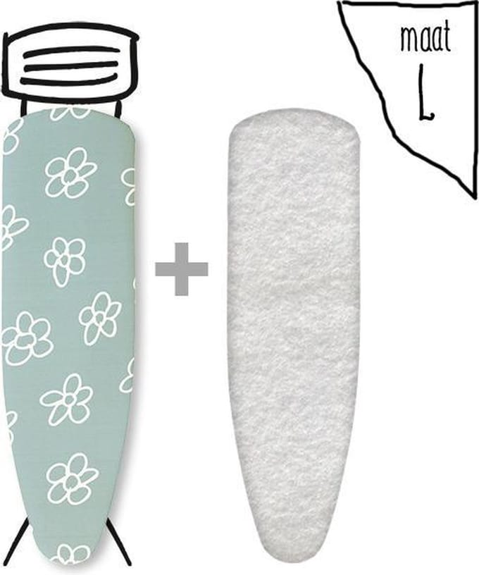 Leuke Strijkhoezen | Strijkhoes met Molton - bloemen groen - maat L - complete set