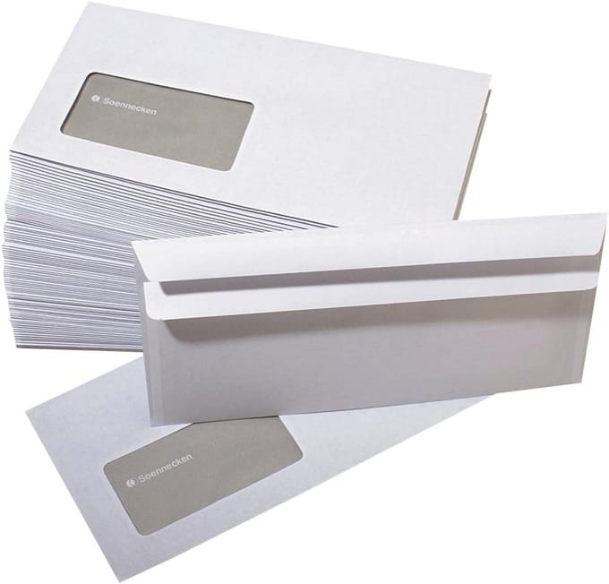 Enveloppen met Venster Wit 75g/m² Zelfklevend Verpakt per 1000 Stuks