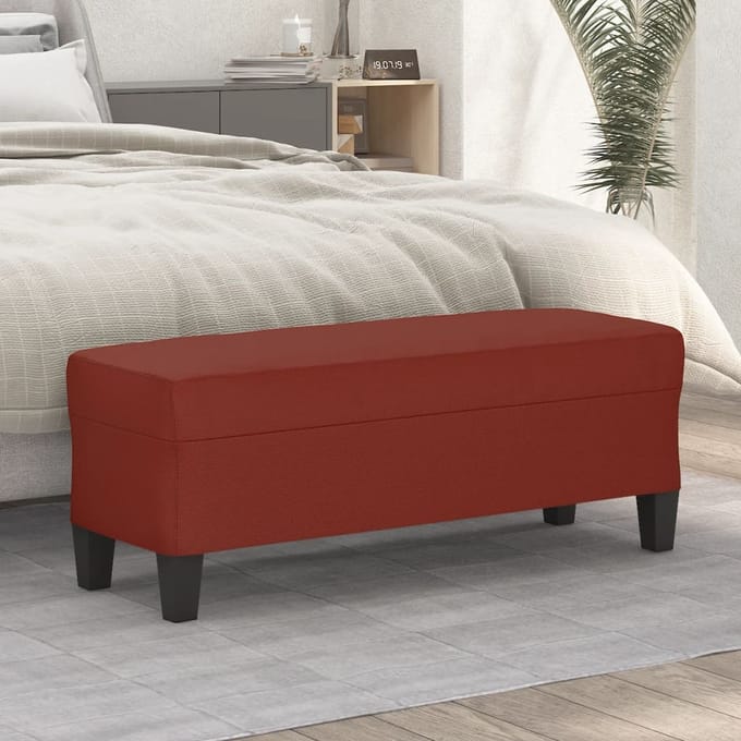 vidaXL - Bankje - 100x35x41 - cm - kunstleer - wijnrood