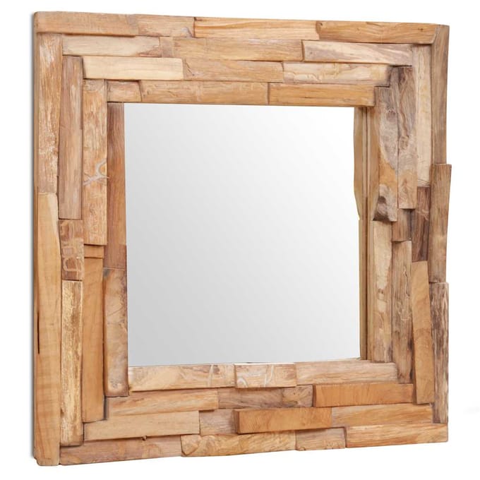vidaXL - Decoratieve - spiegel - vierkant - 60x60 - cm - teakhout