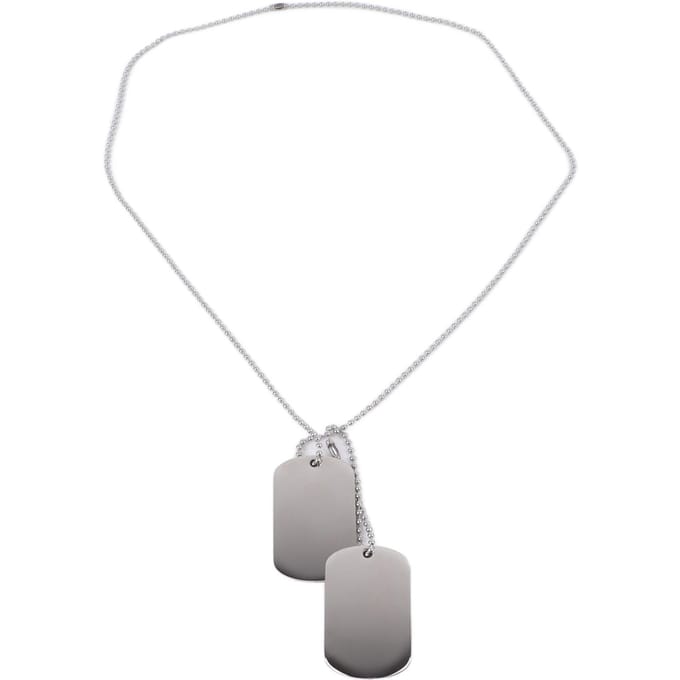 Dubbele Tag Hanger Ketting Eenvoudig Modieus Titanium Staal Ketting Sieraden Accessoire voor Straat white