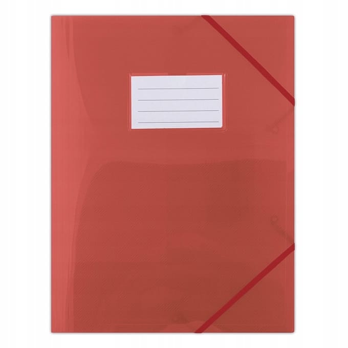 Donau PP kaart met elastiek, A4, 480μm, 3 flappen, rood