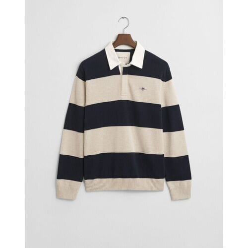 Gant Trui Barstriped Polo Pullover Avond Blauw / male