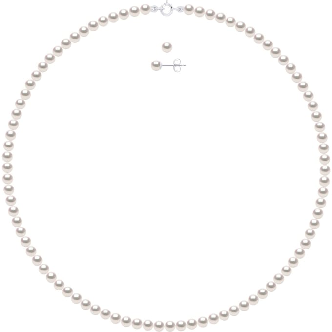Set - Ketting Rij van Echte Gecultiveerde Parel Akoya Japanse Gecertificeerde Rond 5-6 mm
