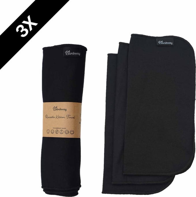 Bamboozy Bamboozy Vaatdoekjes Bamboevezels Zwart 3 stuks