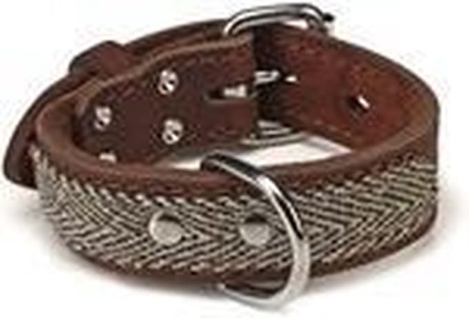Leren halsband Tweedy. Bruin. 80 cm x 45 mm.