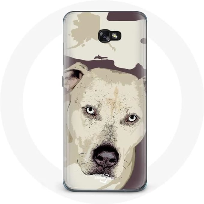Coque - Samsung - Galaxy A8 2016 - Souple - Chien de Pitbull - Blanc blanc