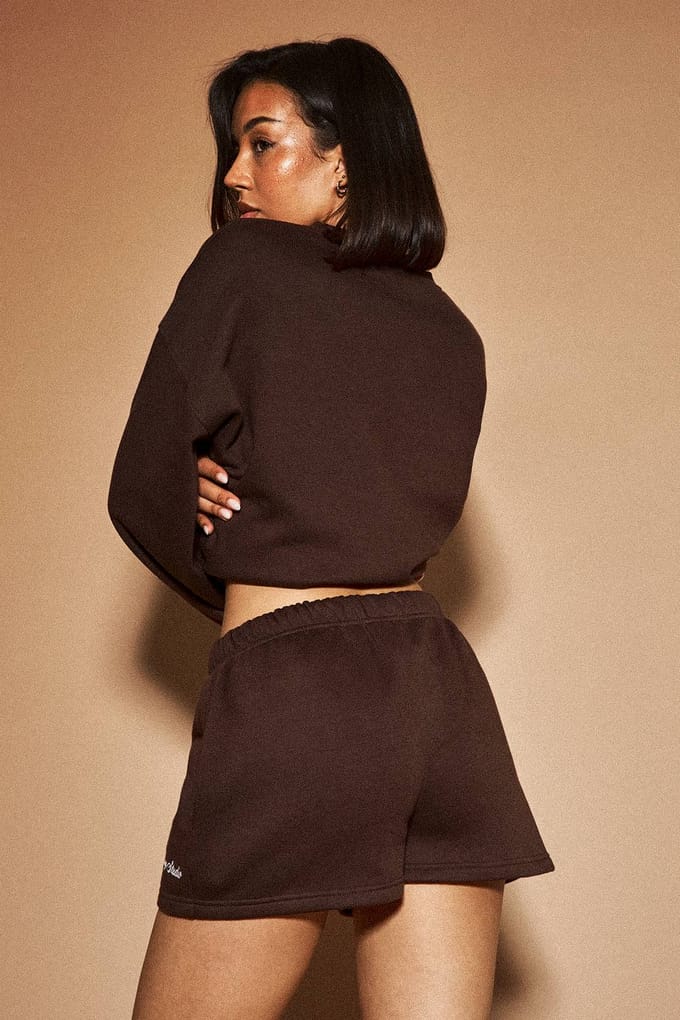 Dames Dsgn Studio Sweat Short | Dark Chocolate | Maat: XL