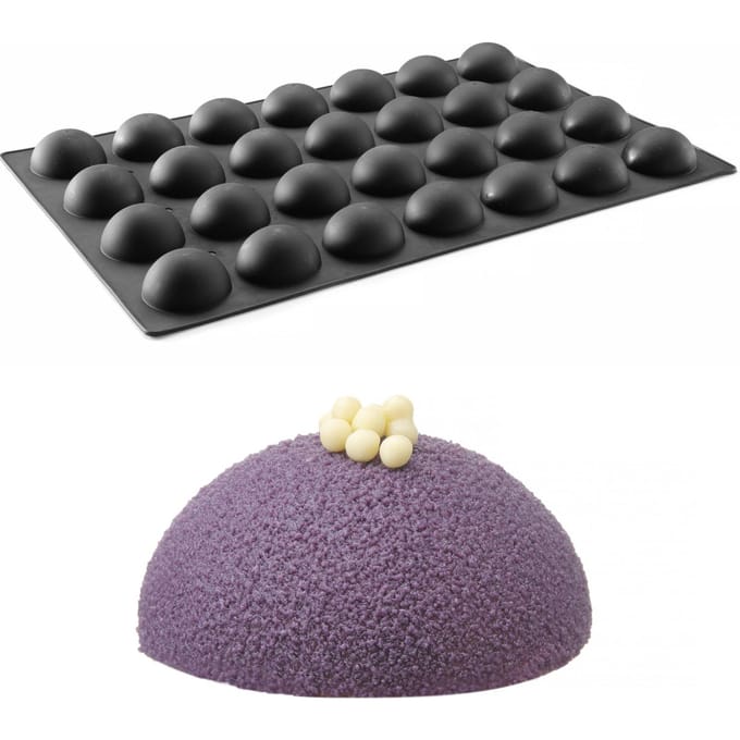 Moule en silicone pour pralines, mousses, pâtisseries, 600 x 395 mm, demi-cercle