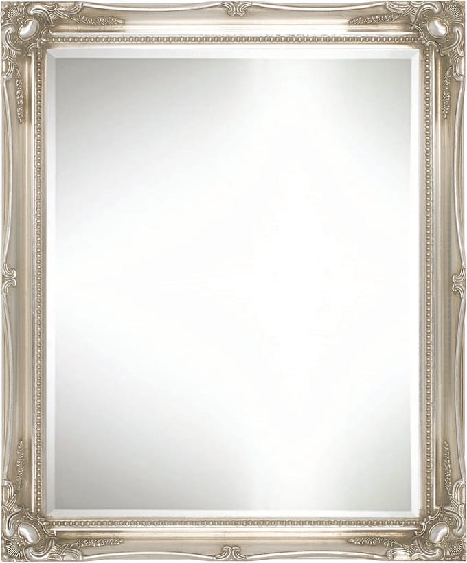 Elegante Barok Spiegel Denzel Buitenmaat 61x86cm Zilver