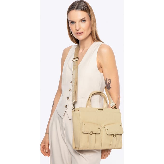 Wittchen - Damestas van Katoenmix - Beige - Eco-leer Details - Flapzakken